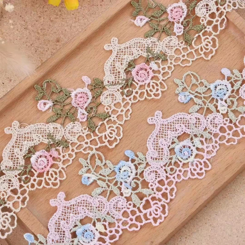 

15Yards Exquisite Colorful Fabric Polyester Floral Embroidered Lace Ribbon Dress Collar Hemlines Trim Headwear DIY Sewing Decor