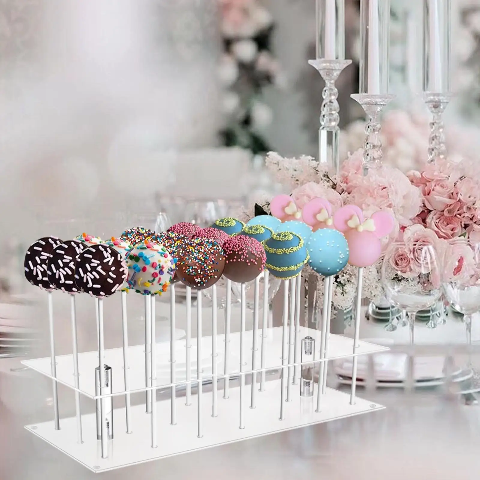 Lollipop Stand Double Layer Rectangle Display Stand Cake Holder for Anniversaries Parties Dessert Table Weddings Birthday