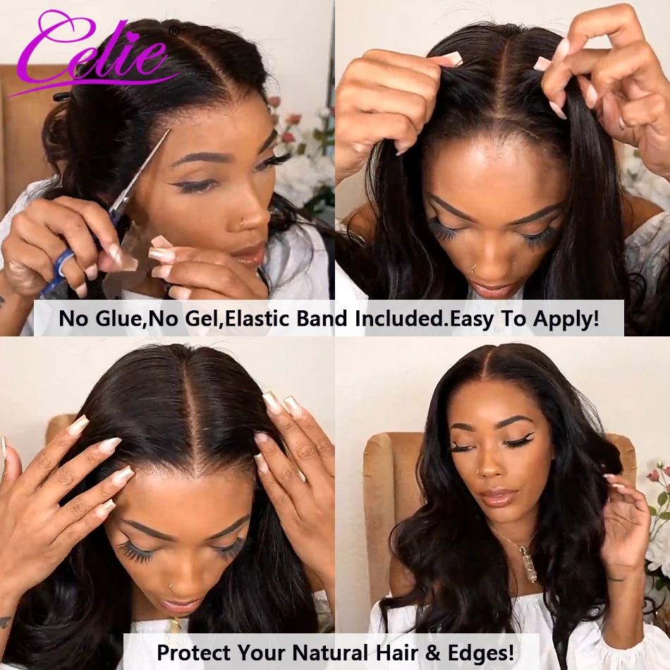 Celie 13x4 Lace Front Human Hair Wigs For Women Transparent HD Lace Frontal Wig 5x5 Body Wave Ready To Go Wig Human Hair 5