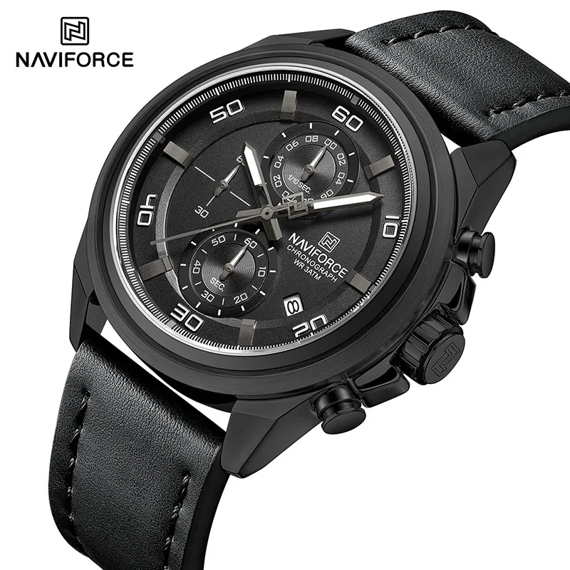 Original NAVIFORCE Business Luxury Leather Strap Men Watches Sports ...