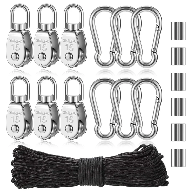 

304 Stainless Steel Pulley Wire Rope U-Ring Hanger Pulley Hook Hook Saving Tool Easy To Replace