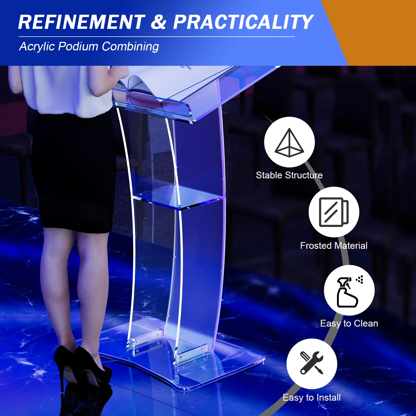 Speech Church Podium Acrylic Lectern Pulpit Event Wedding Transparent Plexiglass Stand Desk Podium Church Conference