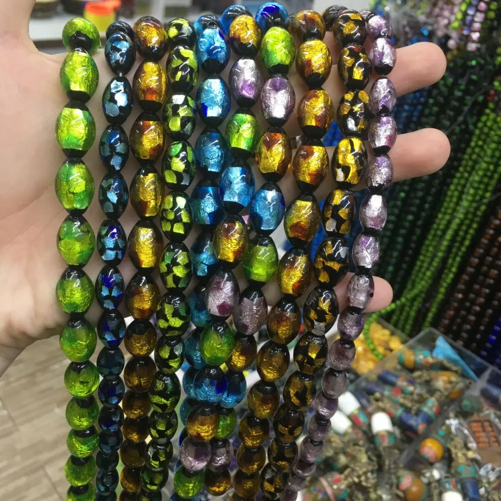 

10pcs Glass Multicolor Oval Bead Cute Japanese Style Lampwork Loose Beads For Jewelry Making DIY Bracelet Necklace Accessroeis
