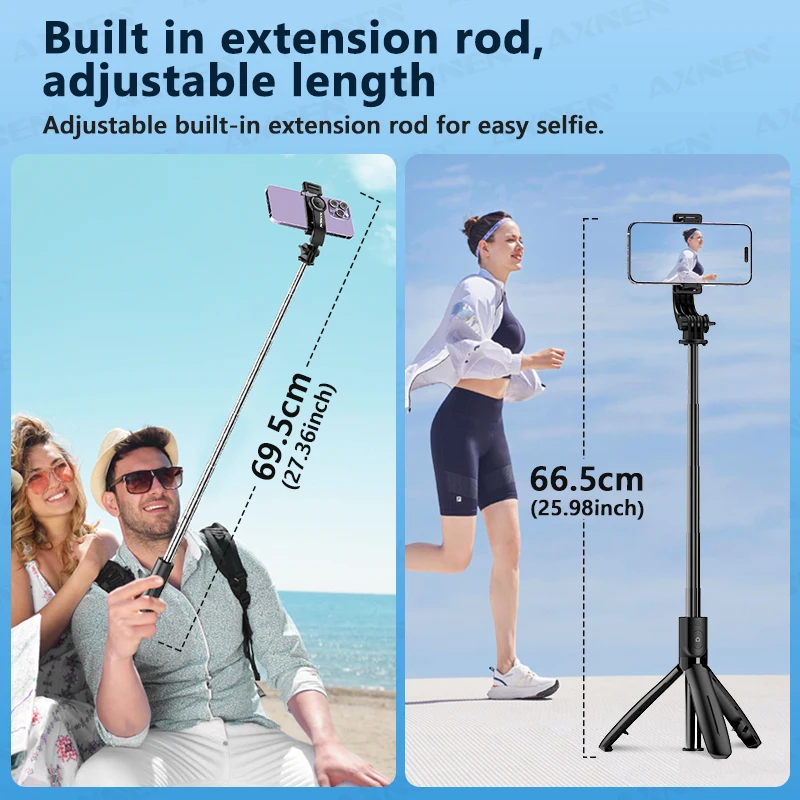 AXNEN L21 Selfie Stick Stand FOR Cell Phone Gopro Action Camera Monopod Tripod with Wireless Remote Control Optional Fill Light