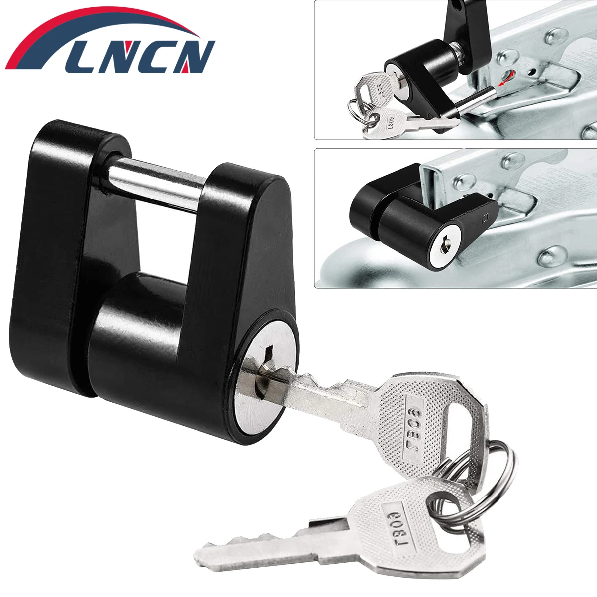

Black Trailer Hitch Coupler Lock Trailer Tongue Coupler Lock Dia 1/4 Inch for Tow Boat RV Truck Car's Coupler