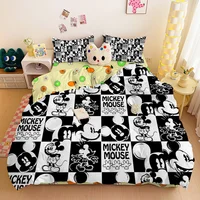 Ensemble de literie imprimé Mickey, housse de couette, cadeaux de Noël, dessin animé confortable avec taie d'oreiller, adapté aux enfants et aux adultes 1