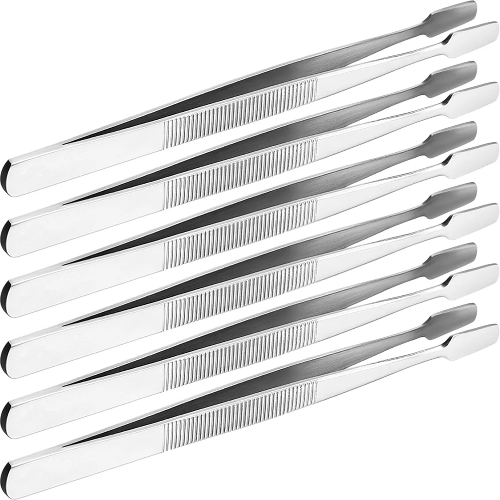 6 Pcs False Eyelash Clip Tweezers Microscope Stamp 430 Stainless Steel Material under Work Metal for Extensions