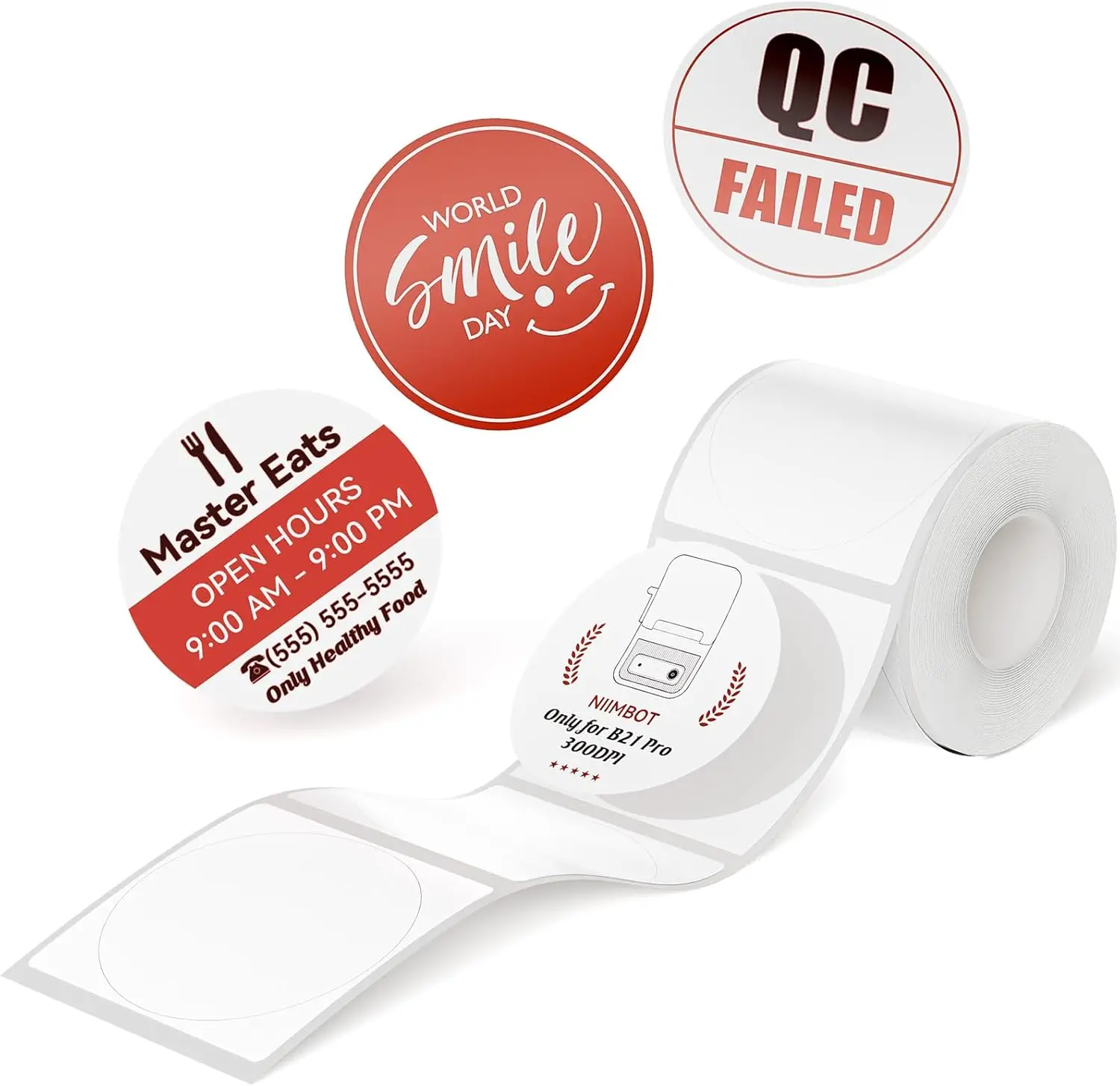 NiiMbot B21Pro Thermal Printer Red & Black Printing Label Paper 300DPI HD Sticker for Warning Signs, Supermarket Promotional