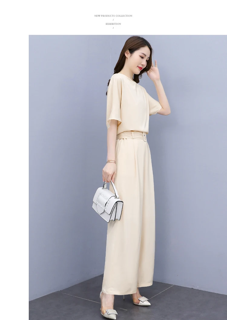 formal pant suits JXMYY Wide Leg Pants Suit Women's 2021 Summer New Fashion Temperament Large Size Light Familiar Style Two-Piece Suit Dress Suits