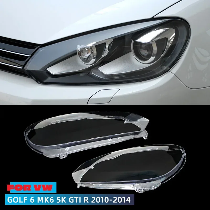 

1 Left/Right Car Front Headlight Lens Covers For VW Golf 6 MK6 GTI R 2010-2014 Transparent Lampshade Headlamp Shell Dust Cover