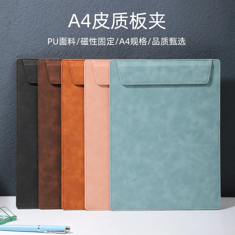 

In Stock A4 Leather Signature Slip Hotel Conference Clip Writing Pad Board Manager Signature Board Clip Folder Board Coaster