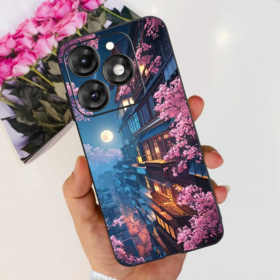 Stylish Black Silicone TPU Phone Case with Fashionable Patterns