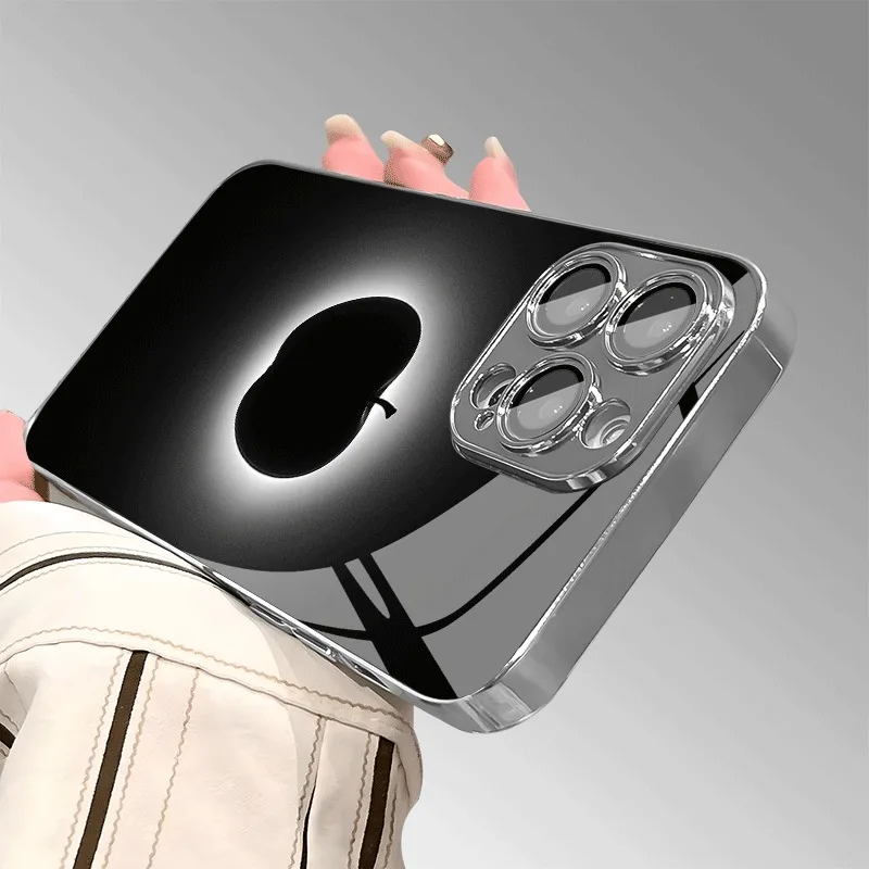 Elegant Black and White Glass Electroplated Phone Case Cover