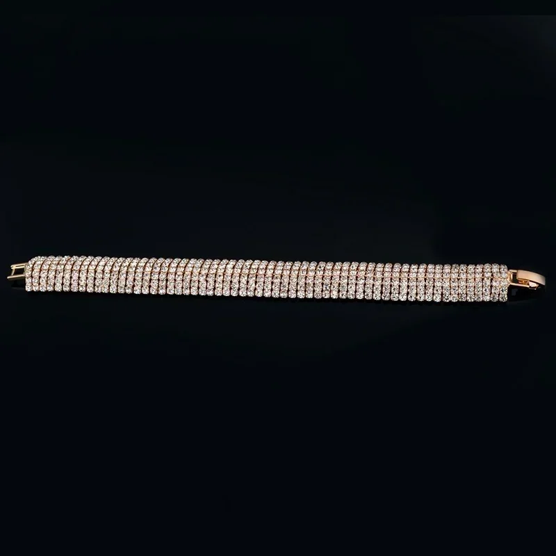 Women Summer Fashion Charm Crystal Rhinestone Cuff Bracelet Bangle Jewelry Gift Hot Sale Accessories Creative Birthday Gifts