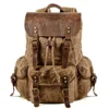 Mens Waxed Canvas Backpack Rucksack forwith Laptop Compartment Rustic Men Wax Leather Backpacks Travel Vintage Bookbag 1