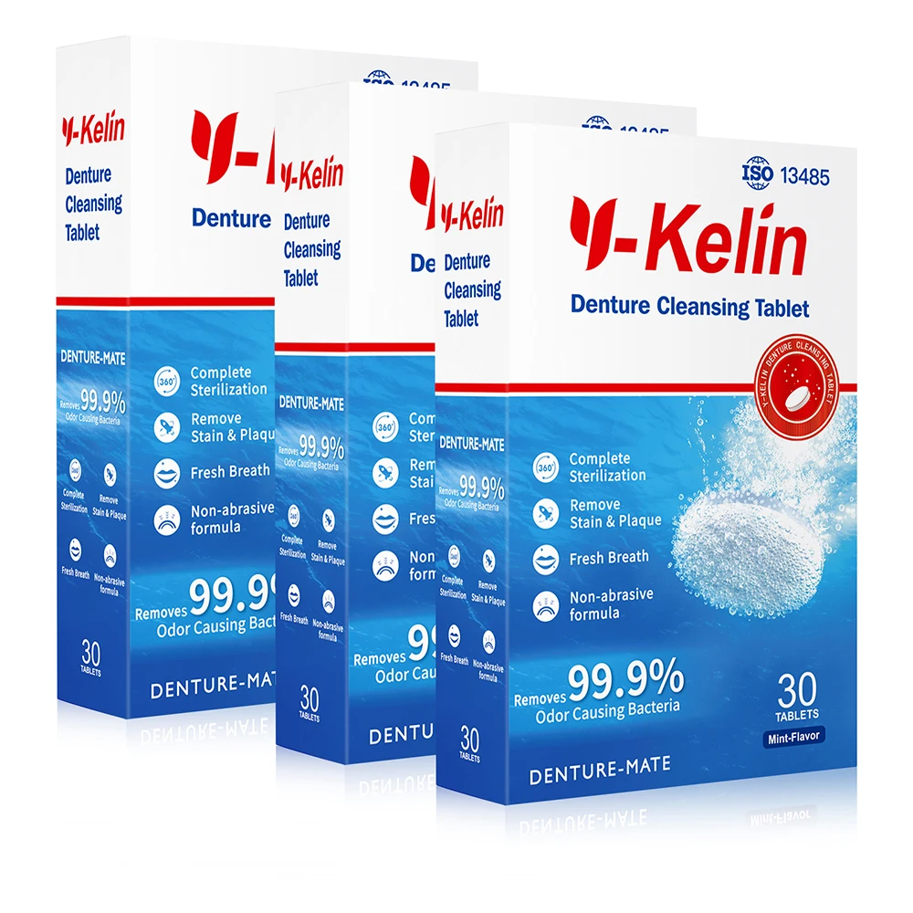 Y-Kelin Čisticí tableta na zubní náhradu 30/60/90 tablet Čisticí pilulky Odstraňovač zubního kamene Antibakteriální - Image 4