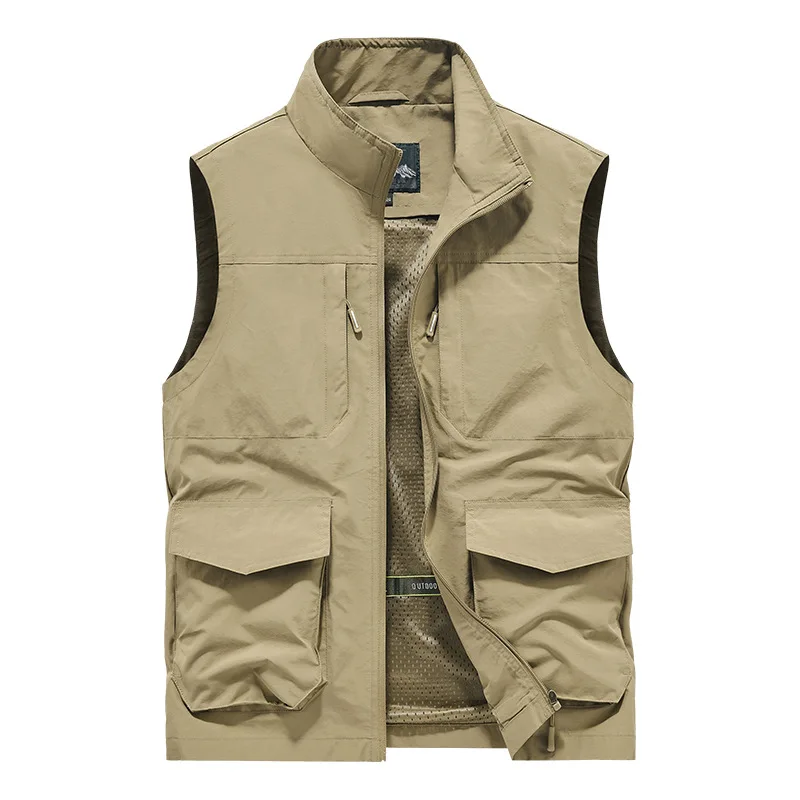 

Summer Vest Standing Collar Workwear Men's Quick Drying Fishing Vests Large Size Tactical Jacket Multi-pocket Photography Hiking