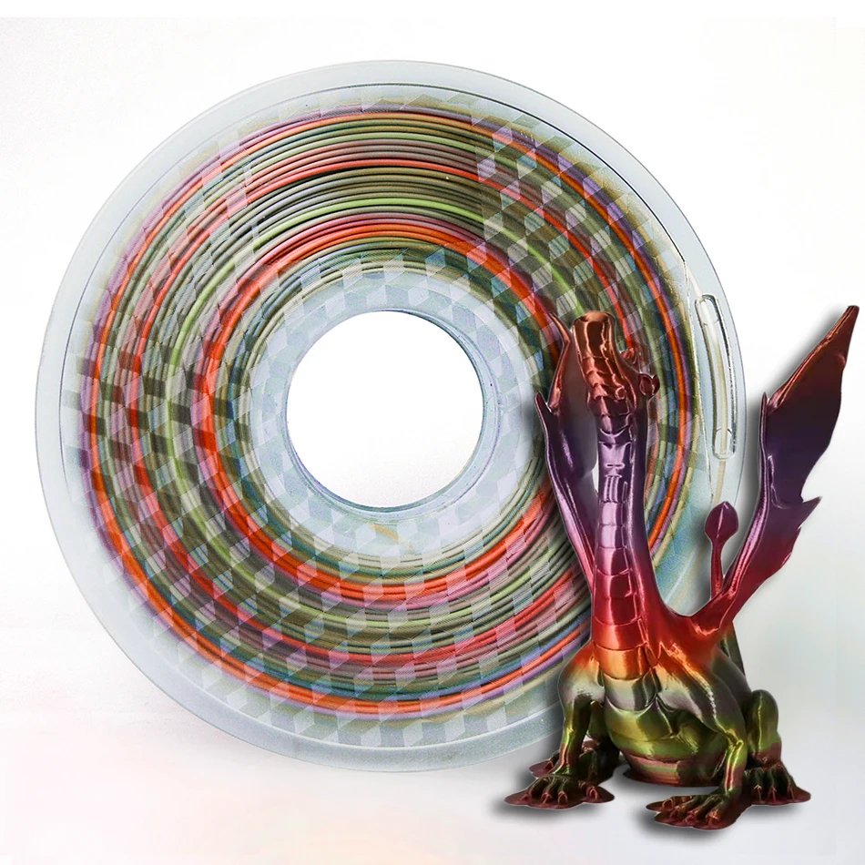 

PLA Rainbow Silk 3D Printer Filament 1.75mm 250Gx4 Rolls/set 1kg 500g 250g 3D Printing Material Sublimation Gradient Filaments