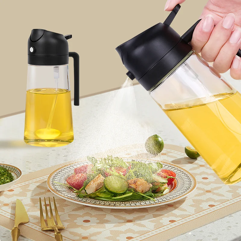 Dual Purpose Glass Oil Bottle Kitchen Spray Oil Sprayer Bottle Kitchen Oils Spray Can Leakproof Oil Spray Bottle Household