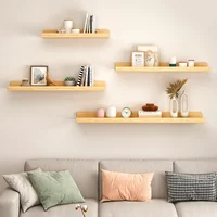 Wood Shelves Living Room Wall Floating Shelves Display Rack Closet&Bathroom Organizer Decoration Wall Shelf For Book /Plants 2