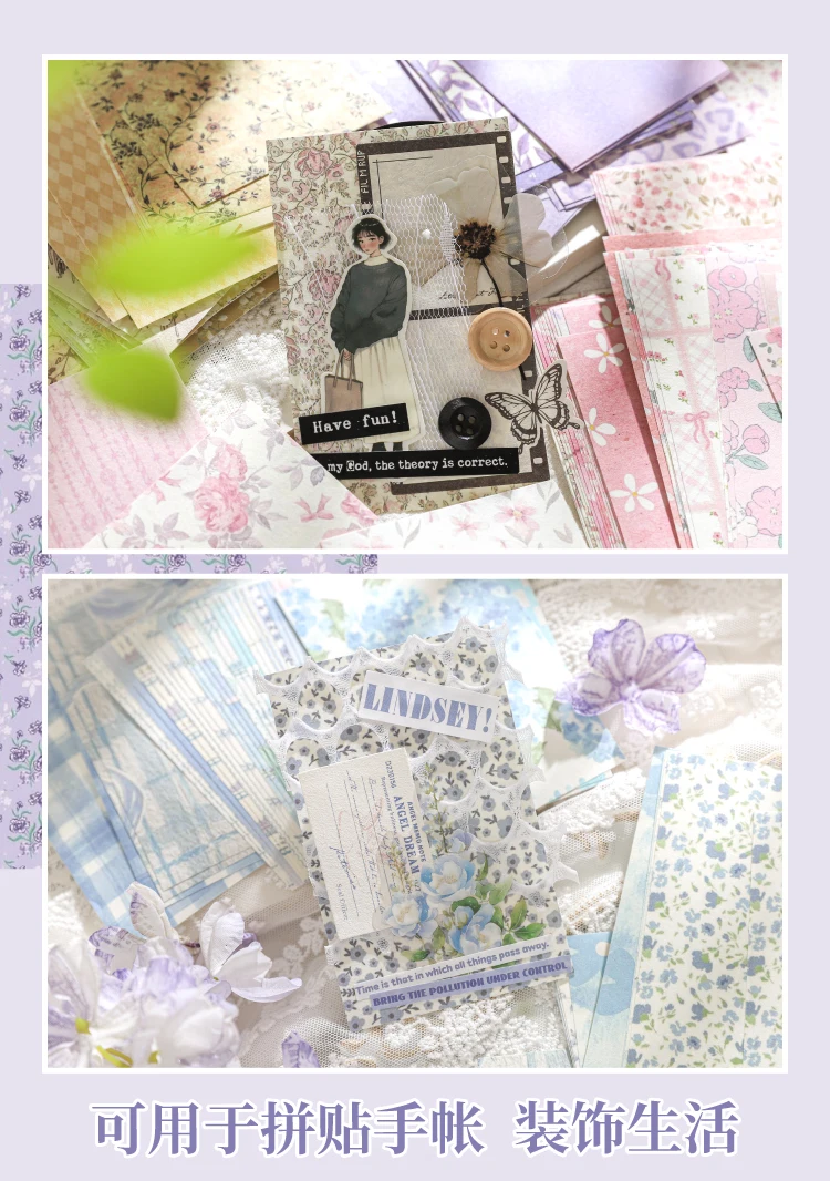 Journal GO 50 Stück Basic Journaling Material Papier Kreative Collage Scrapbooking DIY Hintergrundpapier Briefpapier Notizblöcke – Detail 6