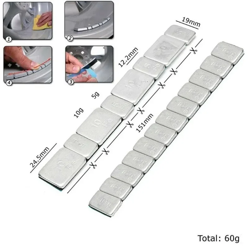 Wheel Balance Weight 60g Adhesive Iron Wheel Tyre Tire Balance Weights For Cars Motorcycle Balancer