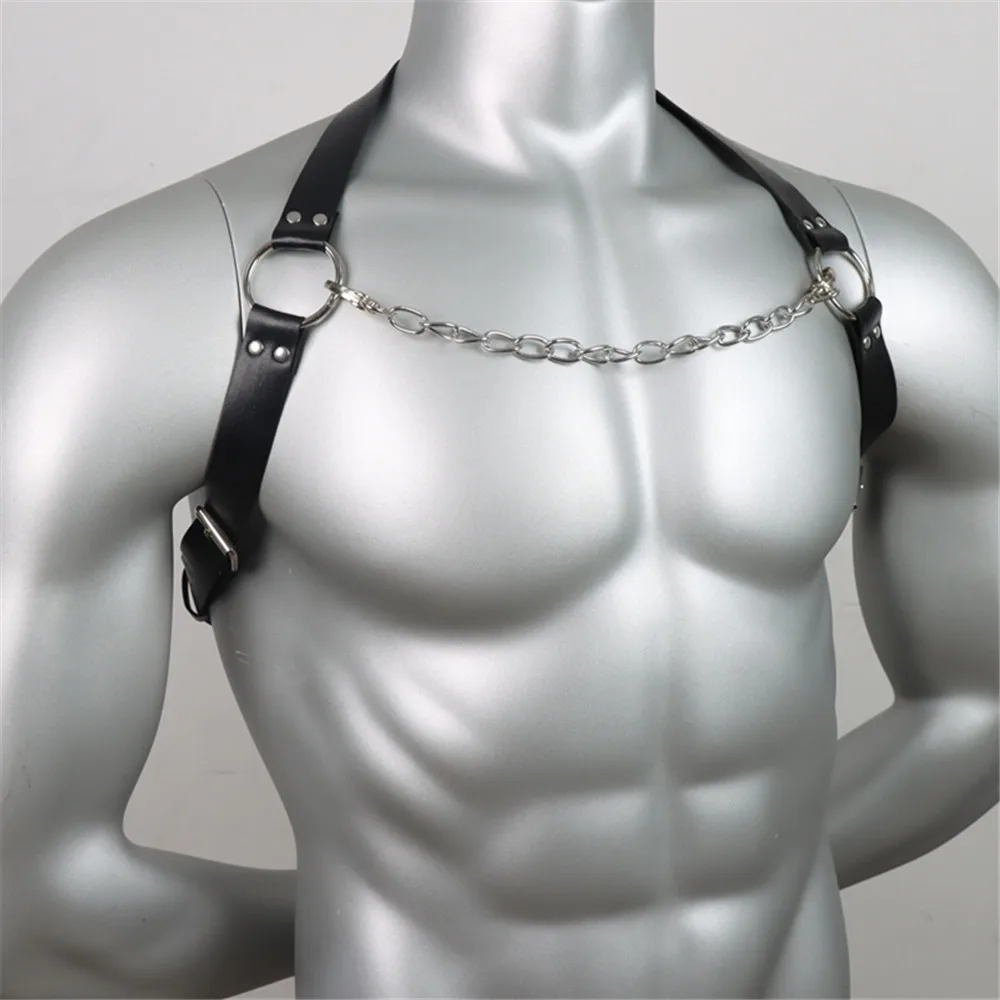 Cintura Firmata Uomo Imbracatura Petto In Pelle Finta Bondage Punk Per Uomo - Cinturino Regolabile Con Fibbie, Per Cosplay E Feste Cinturino Punk Gay - Foto 7