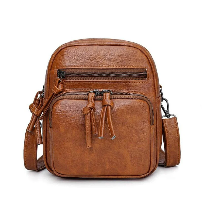 

New Vintage Crossbody Bags for Women Double Compartments Shoulder Bag Soft PU Leather Handbag Large Capacity