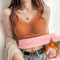 Sous-vêtement thermique gilet intérieur pour femmes chaud hiver Sexy dentelle sans manches débardeurs soutien-gorge rembourré Thermo épais minceur maillot de corps 5