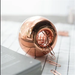 100pcs Metal Paper Clips Rose Gold Paperclips Transparent Holder Home Office School Tabletop Document Organizer