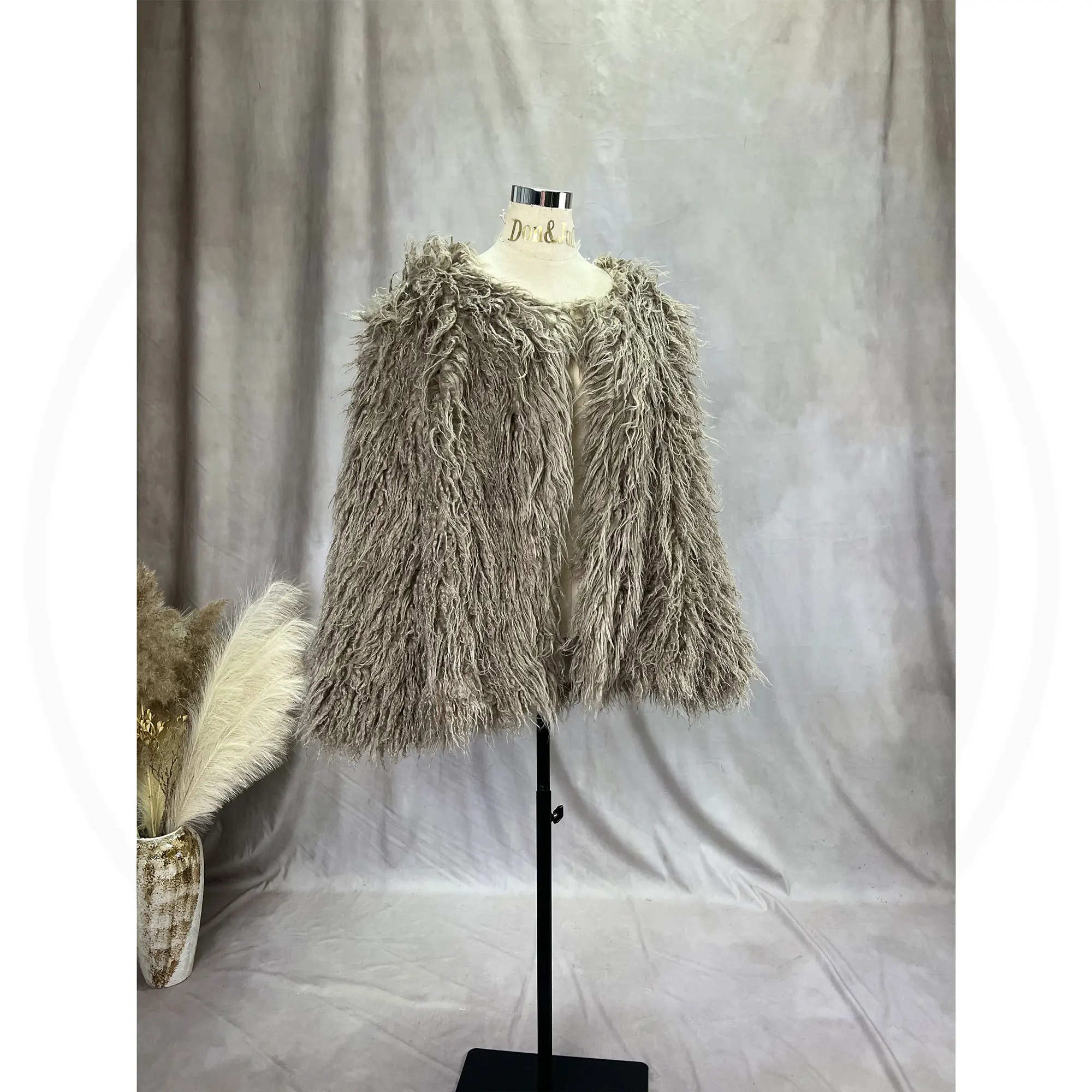 Don&Judy Cool Women Fur Coast Maternity Top for Autumn Winter Faux Fur Coat Loose Large Size Jacket Full Sleeve Photography Prop