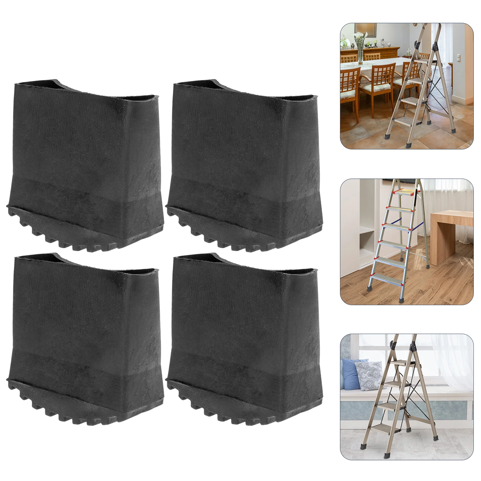 4 Pcs Step Ladder Leg Protective Cover Pads Foot Cover Leg Protector Accessories Feet Mat Non-slip Rubber ladder feet covers