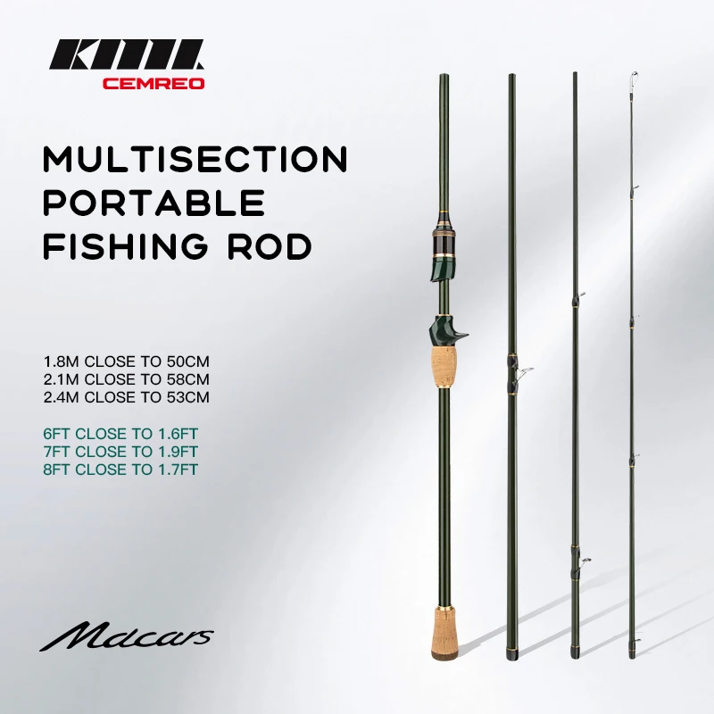 Multisection Portable Fishing Rod 1.8m/2.1m/2.4m Spinning Baitcasting Travel Rod Light Weight Carbon Fiber Rod for Fishing