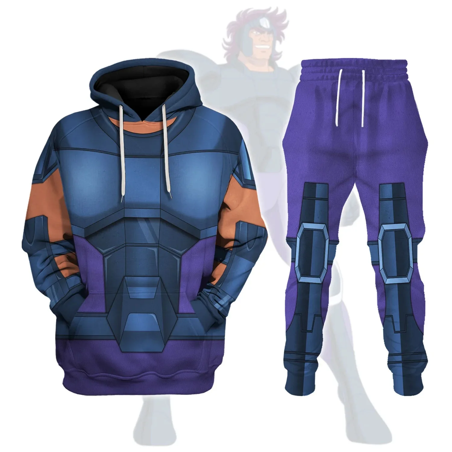 2025 Popular Cosplay Anime Saint Seiya printed hoodies pants sets 3D Street Harajuku Tracksuit sets Men's Sports two-piece suits 5