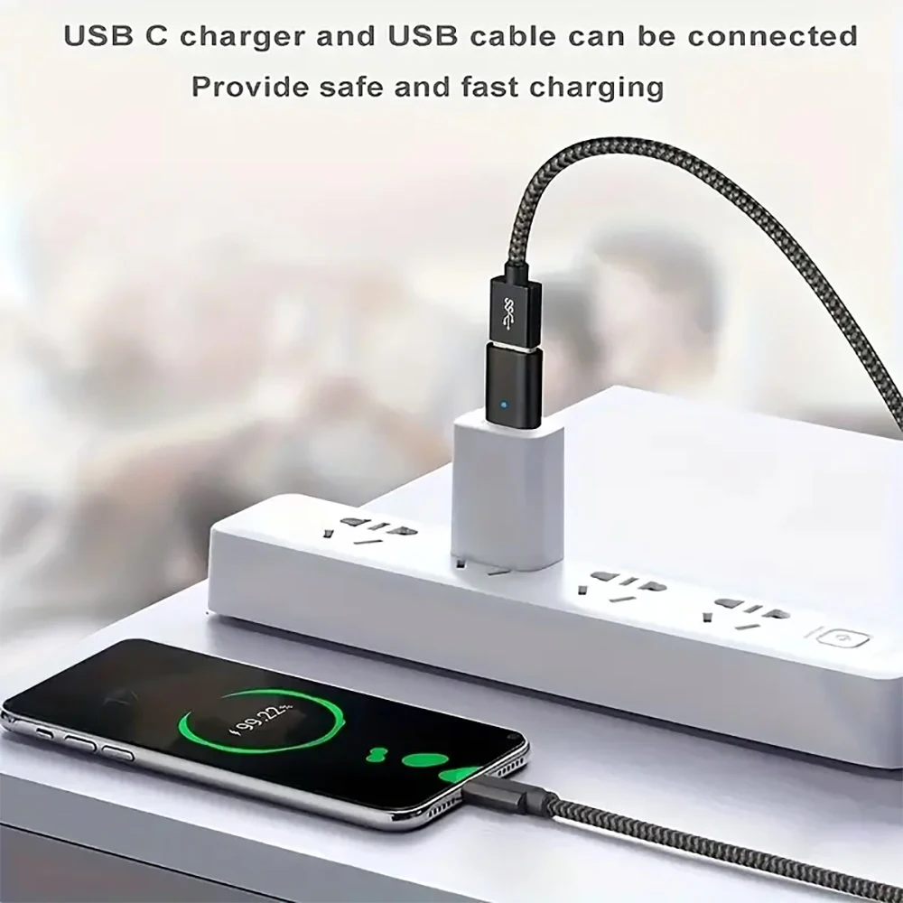 USB To Type C Adapter LED USB 3.0 To Type C OTG To USB C USB-A Micro Type-C Female For Samsung Xiaomi POCO