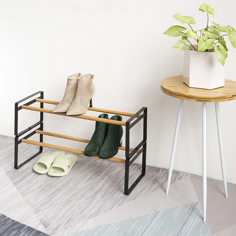 

Japanese Multilayer Simple Shoe Organizer Beech Metal Creative Shoes Storage Log Wind Homestay Hotel Shoe Rack For Hallway