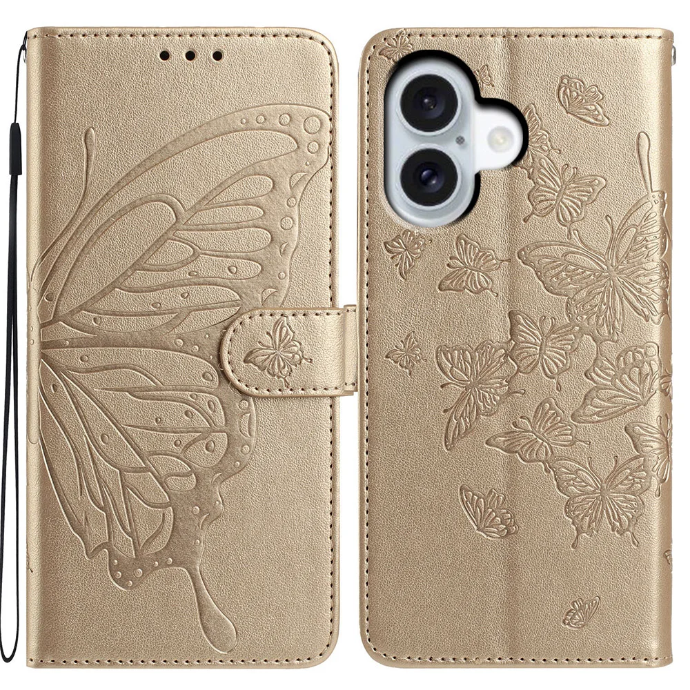 Butterfly Flower Leather Phone Wallet Case with Card Holder and Flip Cover