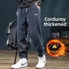 2025 Winter Thiened Fce Men's Casual Pants Corduroy Loose Fit Youth Faion Long Trousers mid Waist ket Detail