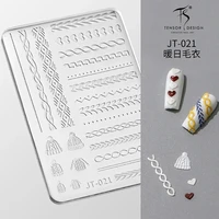 Sweater Hat Wool Lace Grid Bowknot Christmas Snowflake Silicone Carving Mold Mould Nail Art Accessory Manicure Tool DIY Template 1