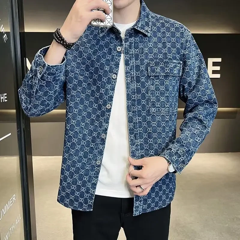 Denim Jacket Autumn Men's Shirt Collar Blazer Versatile Young Lapel Top Korean Version Casual Clothing