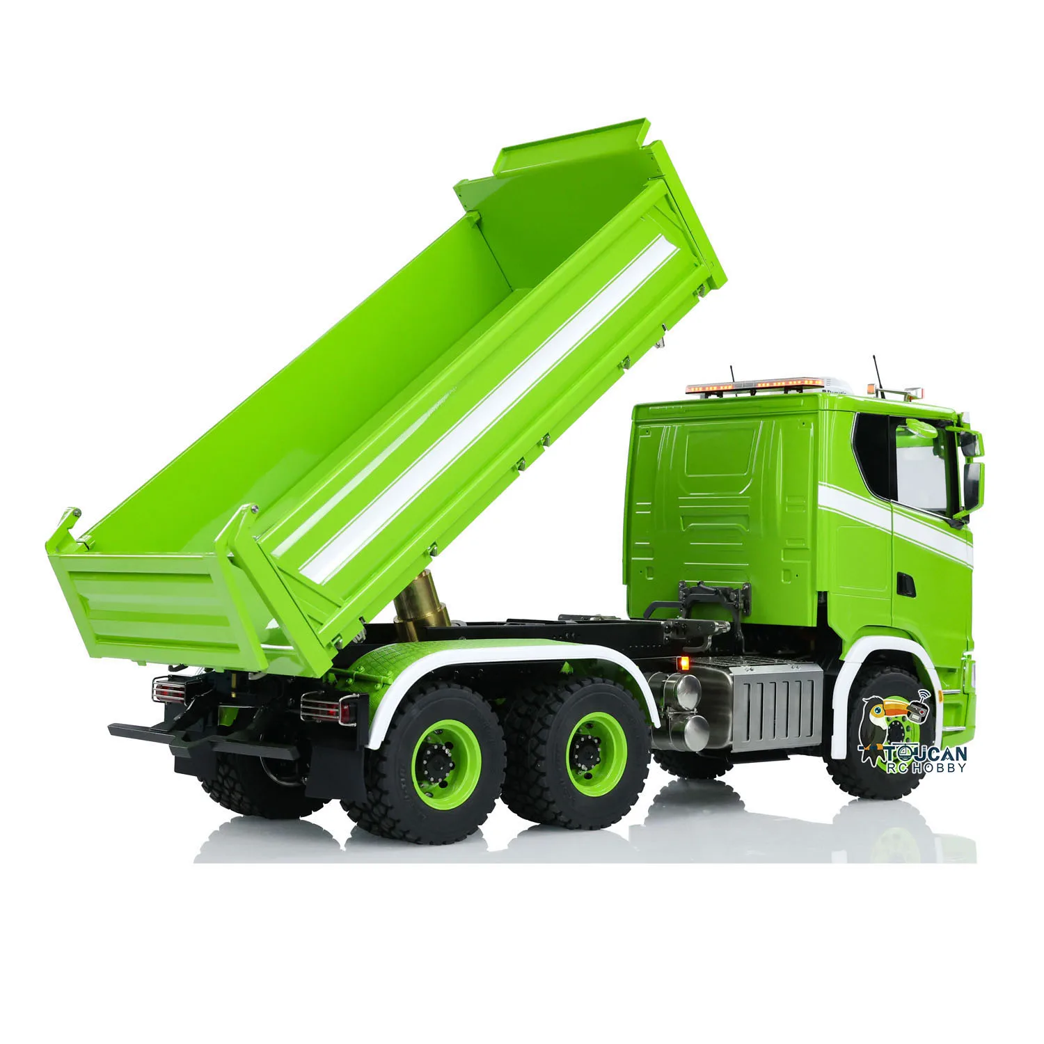 LESU 1/14 770S 6x6 RC Hydraulic Dumper Truck 3-way Remote Control Tipper Metal 3Axles Tipper Painted Light Sound System Model 3