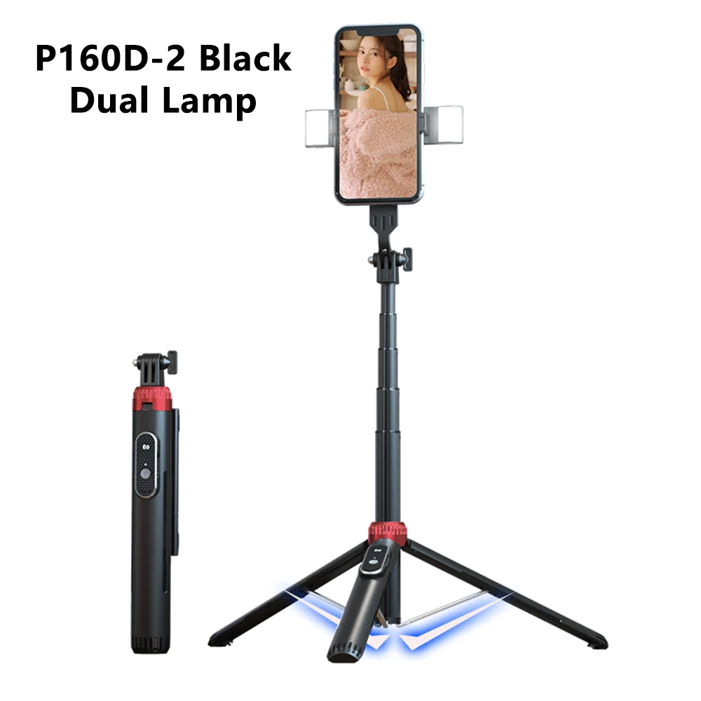 Long Extended Wireless Bluetooth Selfie Stick Tripod Wireless Selfi Stick Phone Holder Stand with Beauty Fill Light for Phone