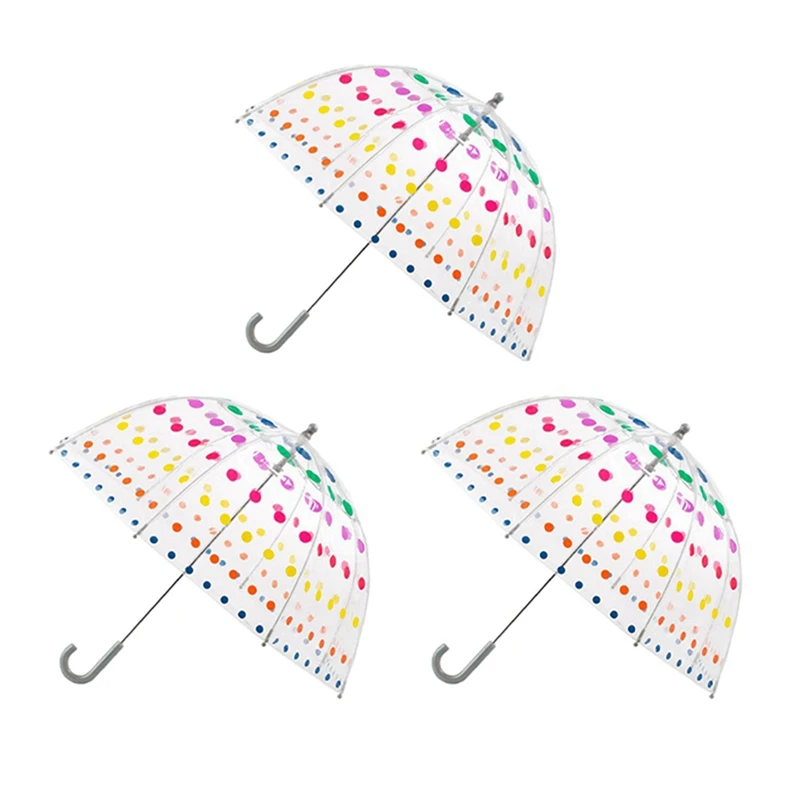 

HOT SALE 3X Kid's Clear Bubble Umbrella Men's And Women's Children's Umbrellas Transparent Long Handle Fashion Umbrella