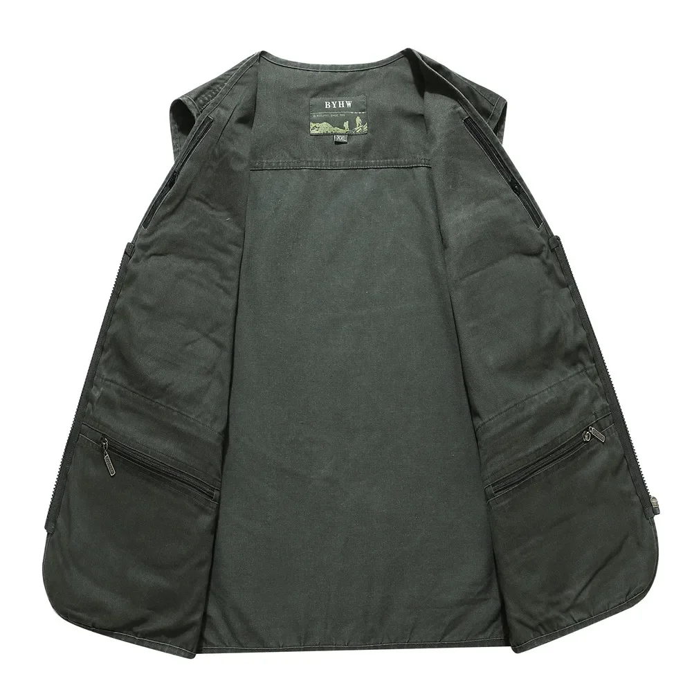 Big Size Men Multi Pocket Cotton Vest Casual 14 Pockets Sleeveless Jackets L-6XL Male Outdoor Photograph Waistcoat fashionable vests sleeveless vests sleeveless vest