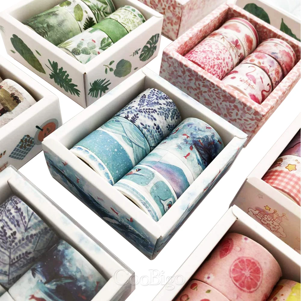 

8pcs/set Cute Basic Color Washi Tape Box-Packed Scrapbook DIY Masking Tapes School Stationery Girlish Heart Journal Supplies