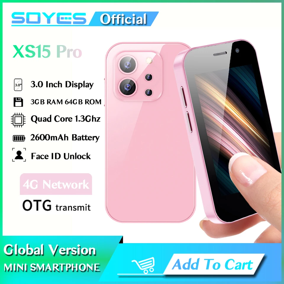 ミニスマホ　ピンク　SOYES XS15 SOYES XS15 Pro 4G Mini Smartphone 3GB RAM 64GB ROM Android 9.0