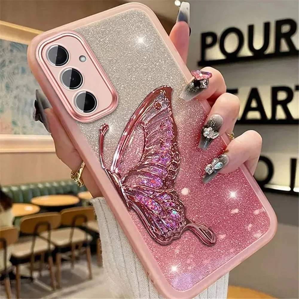 Quicksand Butterfly Glitter Stand Silicone Phone Case