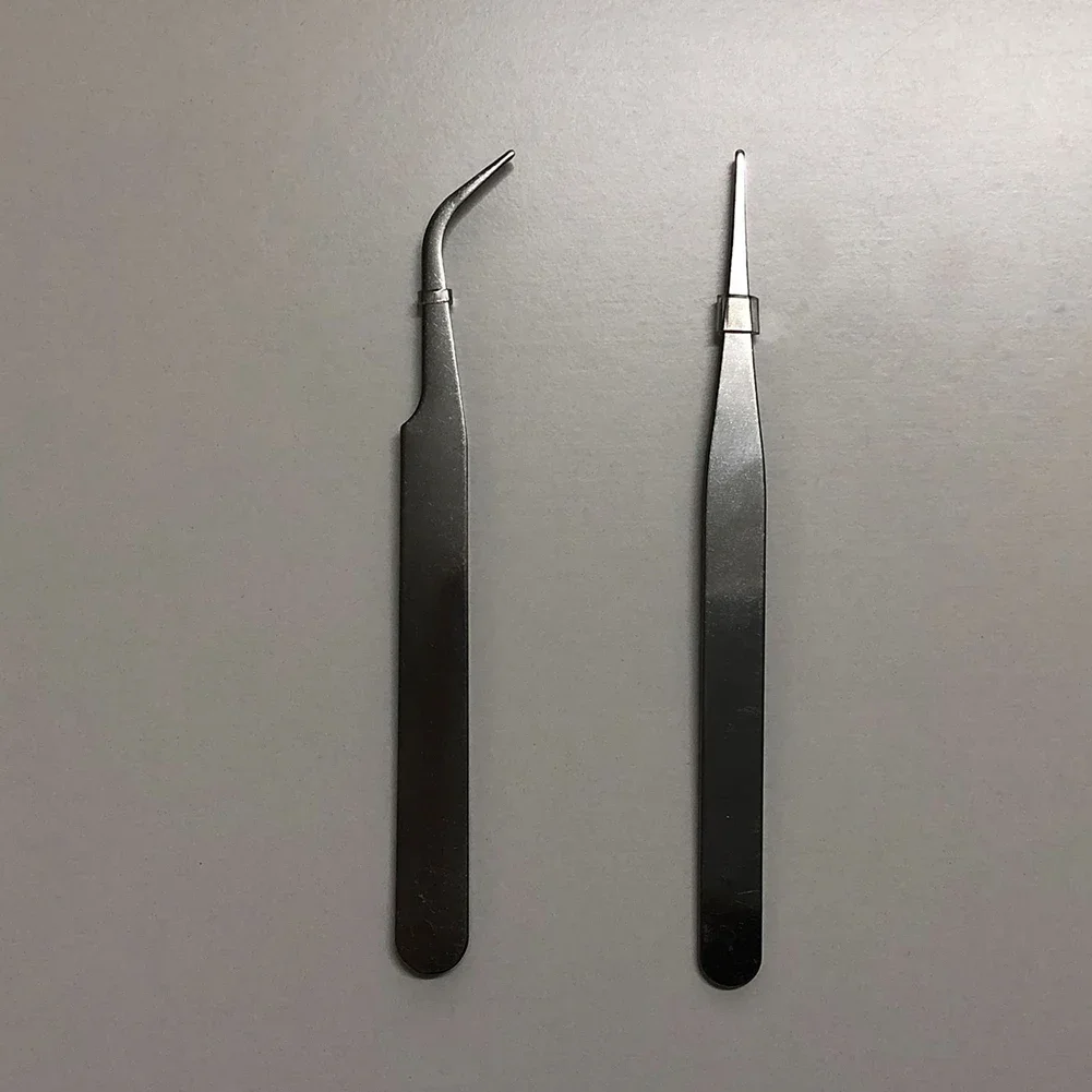 Stainless Steel Mini Tweezers Dismantling Repair Hand Tools Curved/Straight/Tip Silver Tweezers For Pick Up Small Parts 2pcs precision tweezers tweezer tool phone repair tweezers