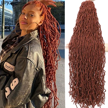 Soft Locs 36 Inch Faux Locs Crochet Hair Pre looped Ginger 350 Locs Curly Wavy Copper