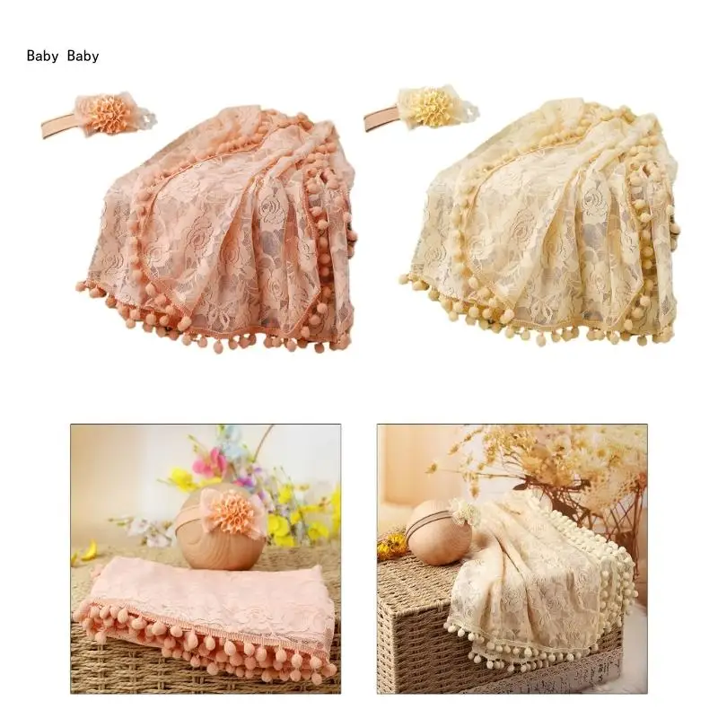 

Baby Photography Posing Blanket Flower Headband Newborn Shower Party Supplies Q81A